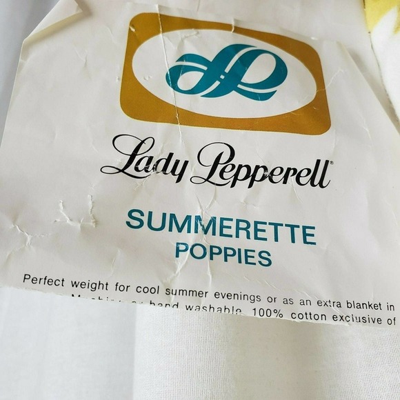 Lady Pepperell Summerette Poppies Thermal Blanket Vintage Nylon Satin Trim 72x90 - Picture 2 of 4